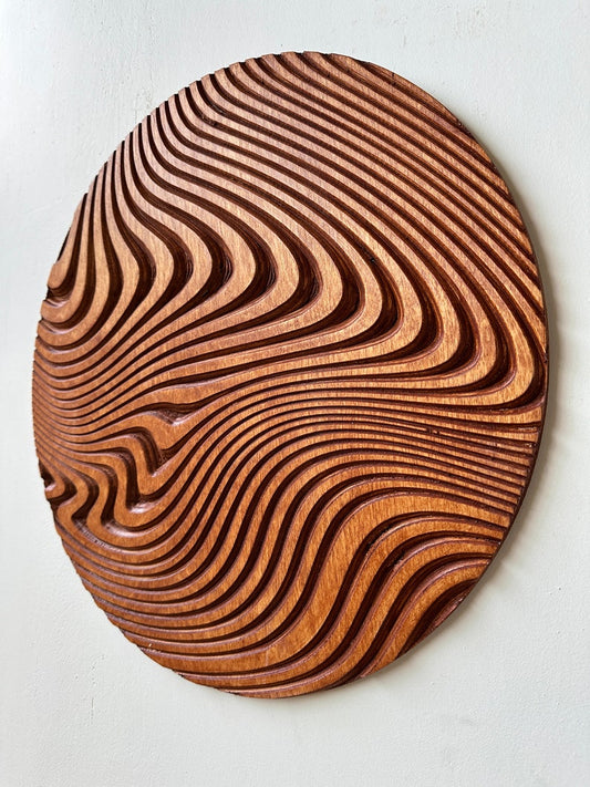 Hand-Carved Geometric Circle Wood Wall Art – Rustic Handmade Wooden Wall Decor & Hanging