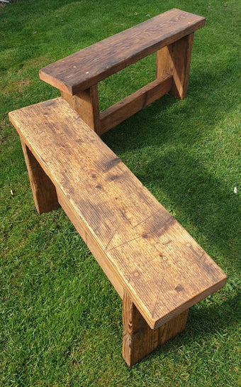 compare product Rustic Wooden Bench Seat – Handmade Reclaimed Wood Entryway & Dining Bench