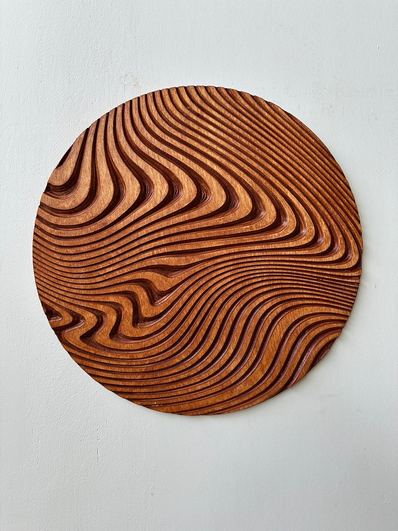 Hand-Carved Geometric Circle Wood Wall Art – Rustic Handmade Wooden Wall Decor & Hanging