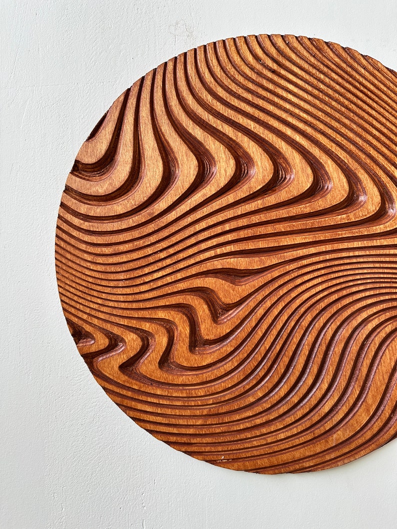 Hand-Carved Geometric Circle Wood Wall Art – Rustic Handmade Wooden Wall Decor & Hanging