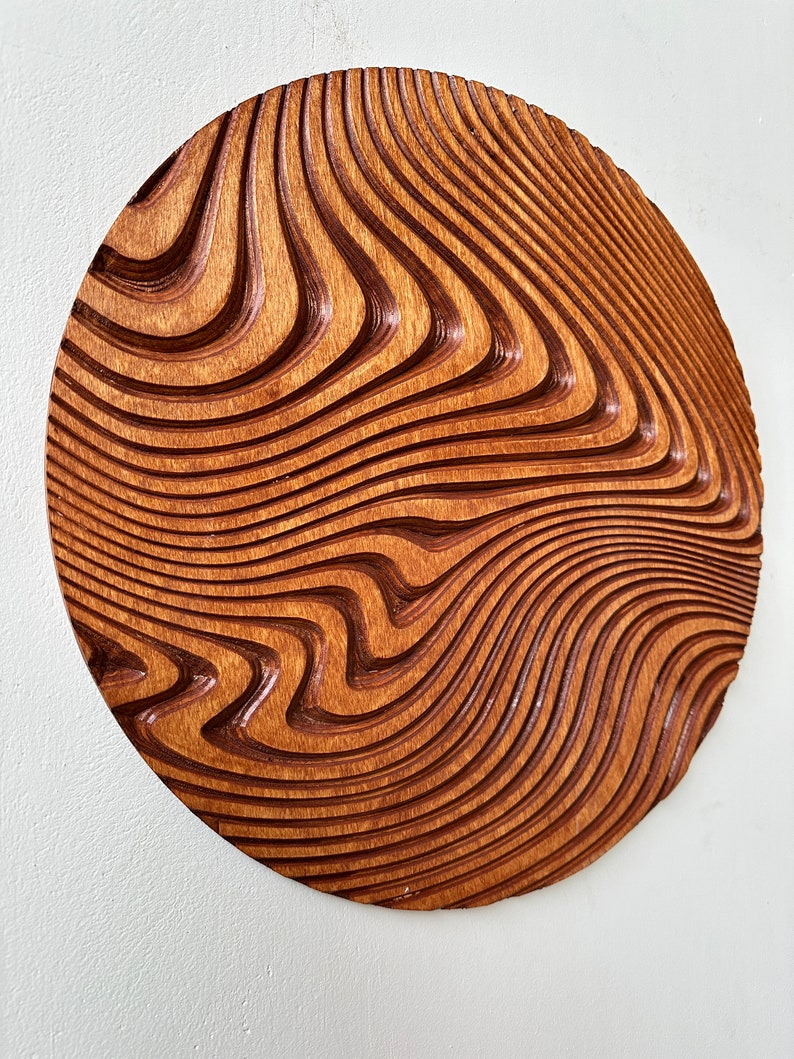 Hand-Carved Geometric Circle Wood Wall Art – Rustic Handmade Wooden Wall Decor & Hanging