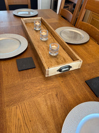 Handmade Reclaimed Wood Serving & Centerpiece Tray – Rustic Wood Tray with Iron or Brass Handles