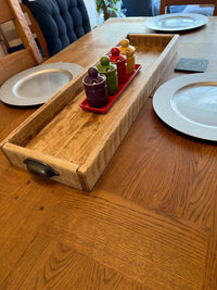 Handmade Reclaimed Wood Serving & Centerpiece Tray – Rustic Wood Tray with Iron or Brass Handles