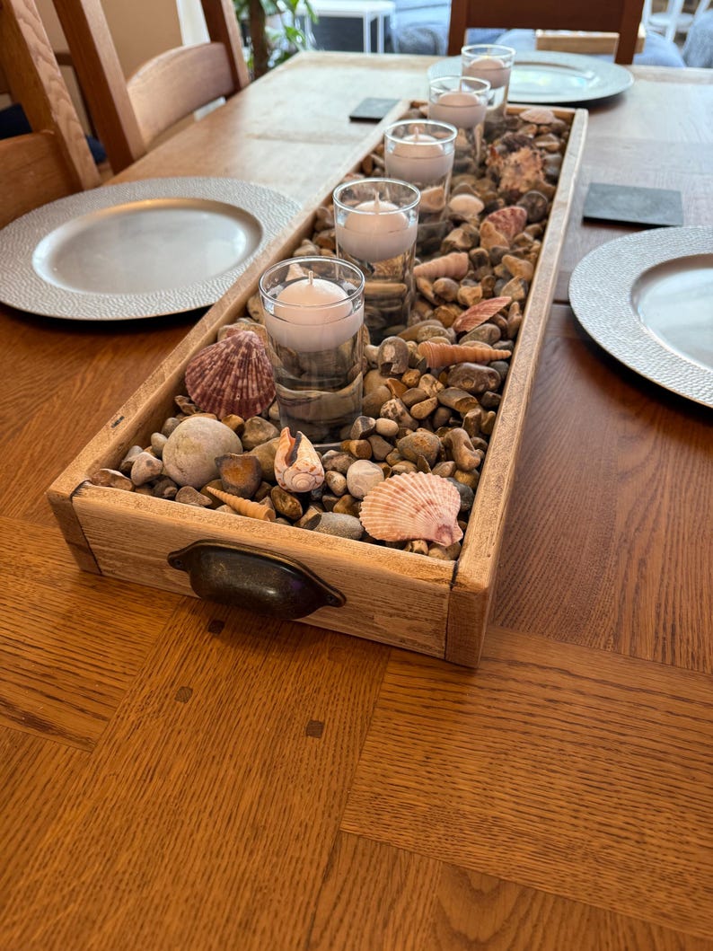 Handmade Reclaimed Wood Serving & Centerpiece Tray – Rustic Wood Tray with Iron or Brass Handles
