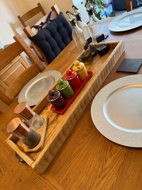 Handmade Reclaimed Wood Serving & Centerpiece Tray – Rustic Wood Tray with Iron or Brass Handles