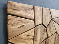 Olive Wood Mosaic Wall Art – Geometric Wooden Wall Panel, Handmade Natural Wood Decor
