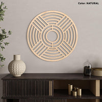 Large Round Wood Wall Art – Handmade Geometric Circle Panel, Abstract Boho Wall Decor