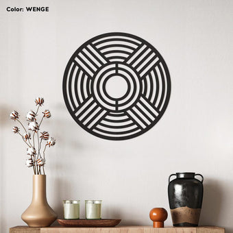 compare product Large Round Wood Wall Art – Handmade Geometric Circle Panel, Abstract Boho Wall Decor