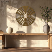 Large Round Wood Wall Art – Handmade Geometric Circle Panel, Abstract Boho Wall Decor