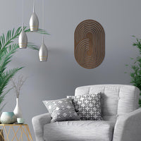 Boho Wooden Wall Art – Abstract Geometric Ellipse Wall Decor, Oval Mid-Century Modern Wood Hanging