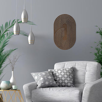 compare product Boho Wooden Wall Art – Abstract Geometric Ellipse Wall Decor, Oval Mid-Century Modern Wood Hanging