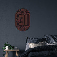 Boho Wooden Wall Art – Abstract Geometric Ellipse Wall Decor, Oval Mid-Century Modern Wood Hanging