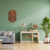 Boho Wooden Wall Art – Abstract Geometric Ellipse Wall Decor, Oval Mid-Century Modern Wood Hanging