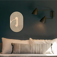 Boho Wooden Wall Art – Abstract Geometric Ellipse Wall Decor, Oval Mid-Century Modern Wood Hanging