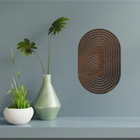 Boho Wooden Wall Art – Abstract Geometric Ellipse Wall Decor, Oval Mid-Century Modern Wood Hanging