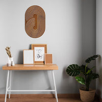Boho Wooden Wall Art – Abstract Geometric Ellipse Wall Decor, Oval Mid-Century Modern Wood Hanging