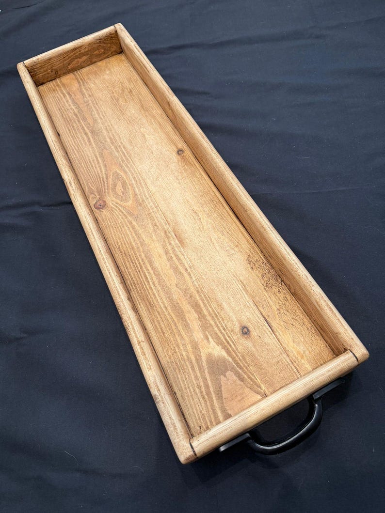 Handmade Reclaimed Wood Serving & Centerpiece Tray – Rustic Wood Tray with Iron or Brass Handles