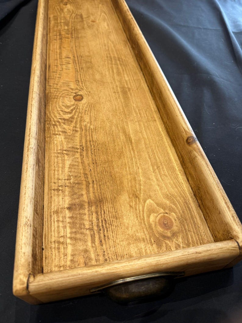 Handmade Reclaimed Wood Serving & Centerpiece Tray – Rustic Wood Tray with Iron or Brass Handles