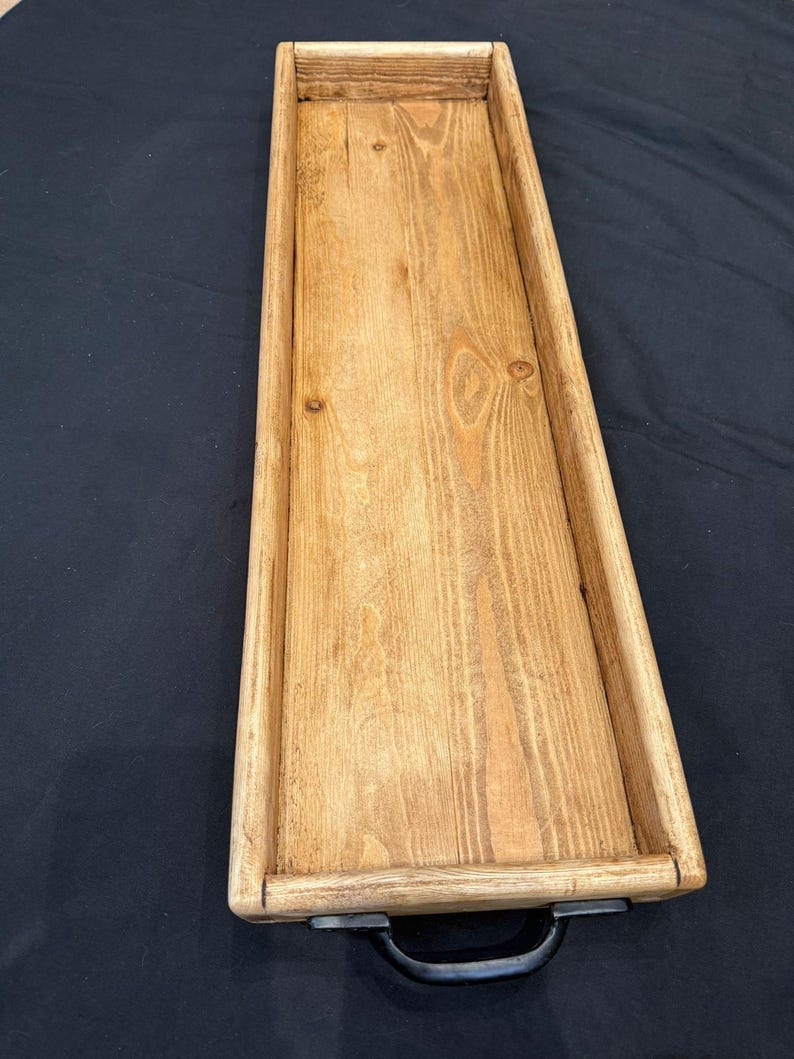 Handmade Reclaimed Wood Serving & Centerpiece Tray – Rustic Wood Tray with Iron or Brass Handles