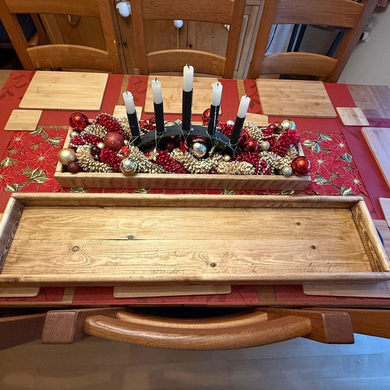 Handmade Reclaimed Wood Serving & Centerpiece Tray – Rustic Wood Tray with Iron or Brass Handles