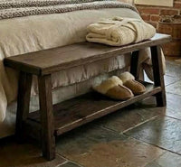 Handmade Rustic Reclaimed Wood Bed End Bench – Available in Various Sizes