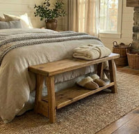 Handmade Rustic Reclaimed Wood Bed End Bench – Available in Various Sizes