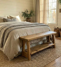 Handmade Rustic Reclaimed Wood Bed End Bench – Available in Various Sizes