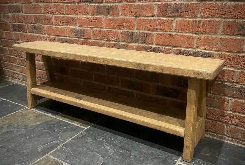 Handmade Rustic Reclaimed Wood Bed End Bench – Available in Various Sizes