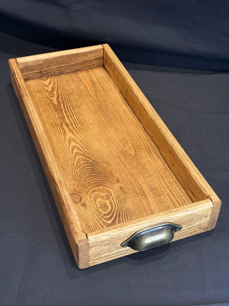Handmade Reclaimed Wood Serving & Centerpiece Tray – Rustic Wood Tray with Iron or Brass Handles